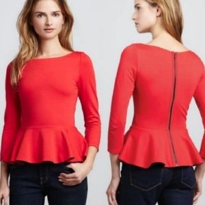 Alice & Olivia Red Regina Peplum Top